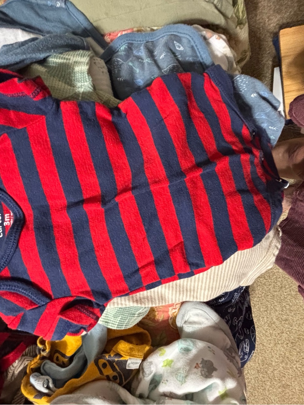 Carter's Red and Navy Striped Infant One-Piece